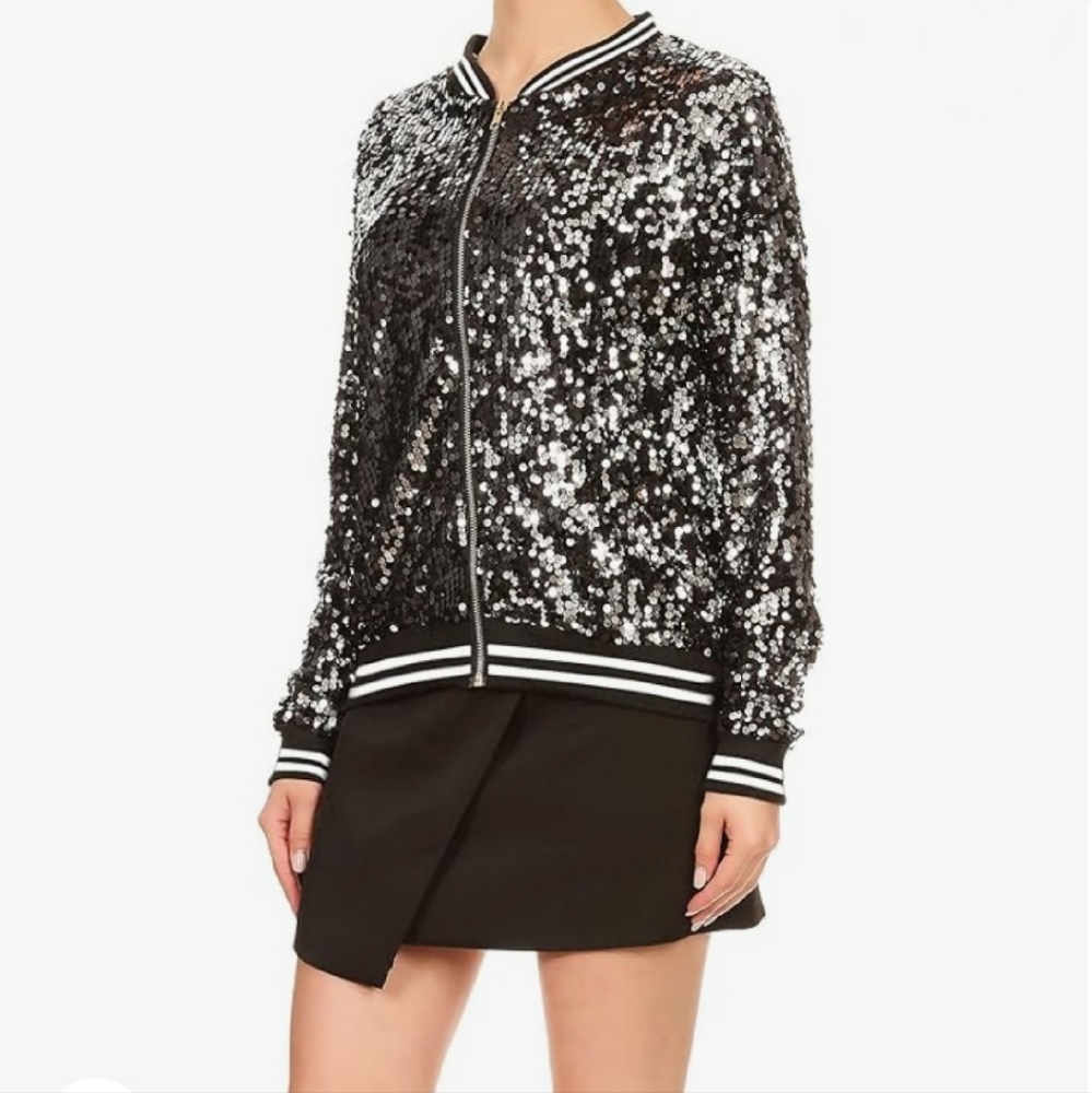 Sequin Bomber Jacket Xl - image 2